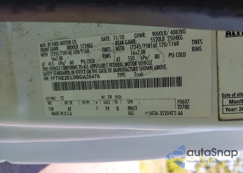 2011 Ford E-250 Commercial из США, поврежденный, VIN 1FTNE2EL0BDA35476